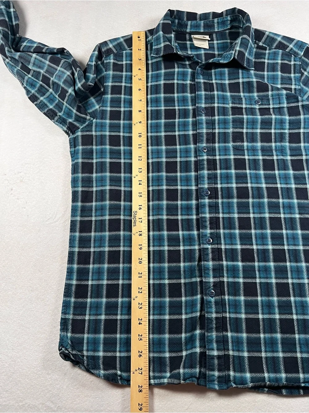The North Face Men’s Large Blue Plaid Flannel Shirt Button Down Outdoor Hiking